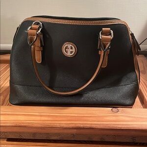 Gianni Bini Black Satchel with Brown Accents